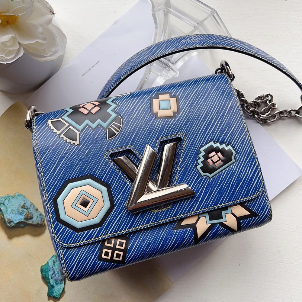 Louis Vuitton Denim Aztec EPI Leather Twist PM Blue Bag